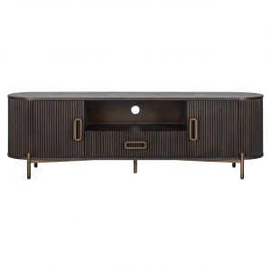 7753 Tv-Meubel Luxor 2-Deurs + 1 Lade Brown Handgreep En Poten: Brushed Gold H56xB181,5xD45 cm