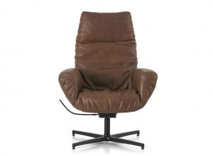 Draaifauteuil Charly Leder Uppercut Sabbia (L7). Poot Bond Zwart