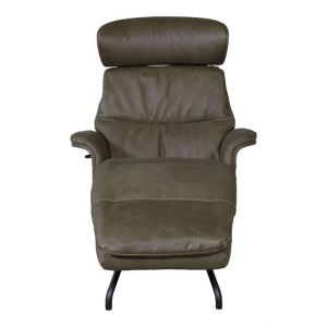 Chaise Lounge Clement 2830 Shell: Wood Upholstered 3100 Leder Nature Olive Green 0722